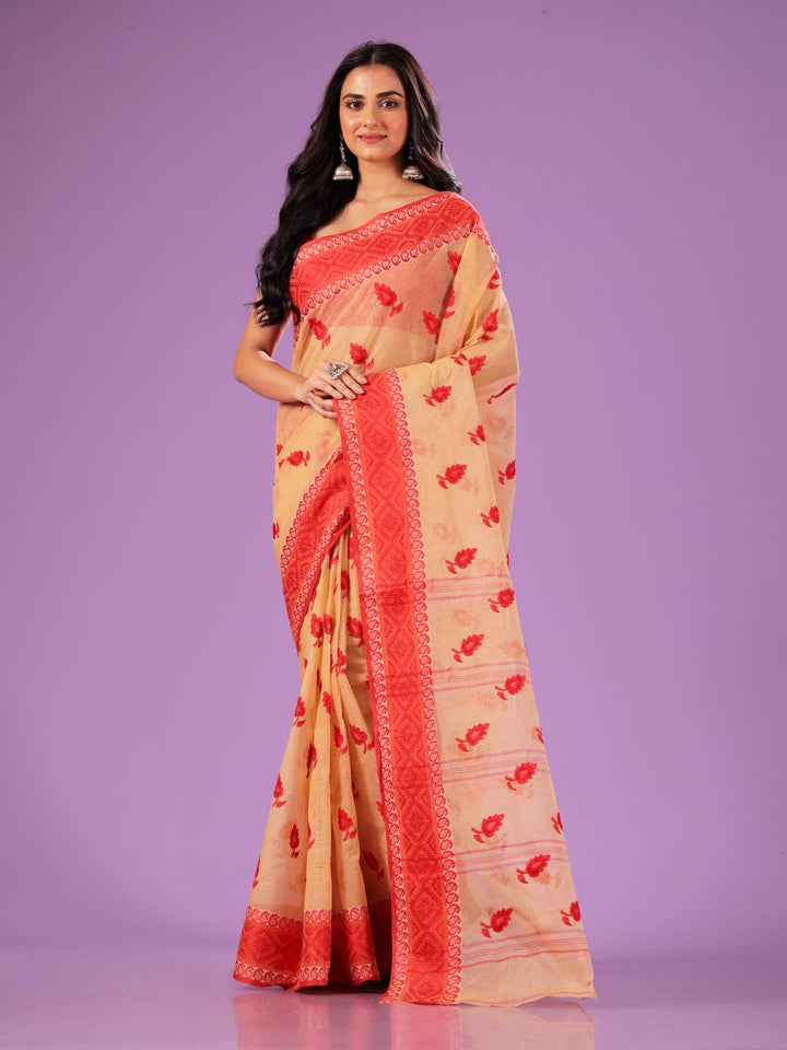 Bengal Cotton Tant Saree with Embroidery - 2974 Saree AEVUM