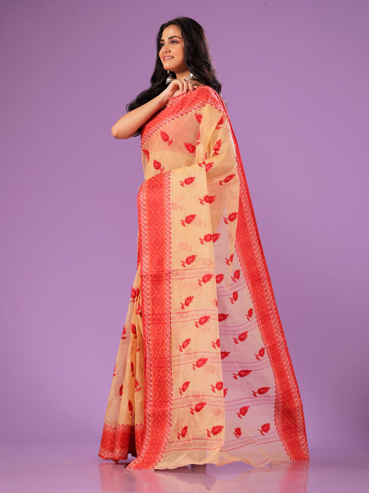 Bengal Cotton Tant Saree with Embroidery - 2974 Saree AEVUM