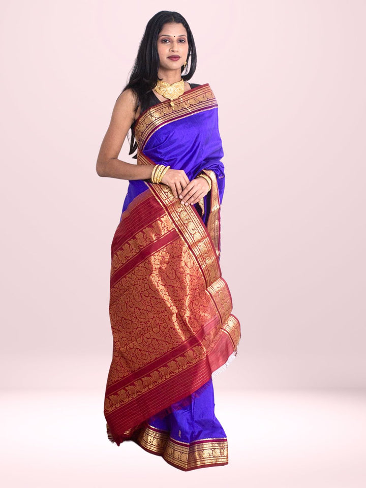 Kanjivaram Banarasi Handloom Pure Silk Saree with  Silk Mark - 2686 Saree AEVUM   