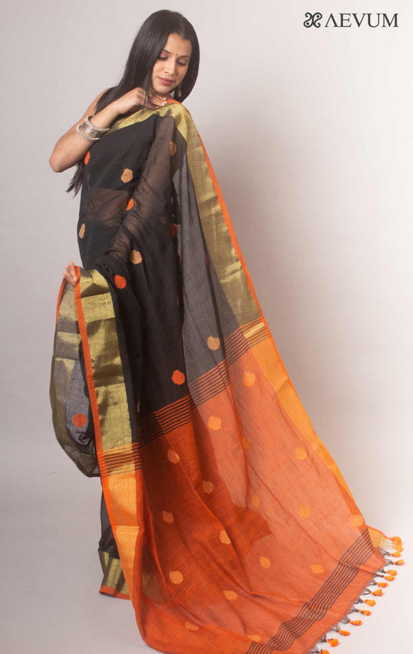 Bengal Cotton Khaadi Handloom Saree with Blouse piece - 3641 Saree AEVUM   