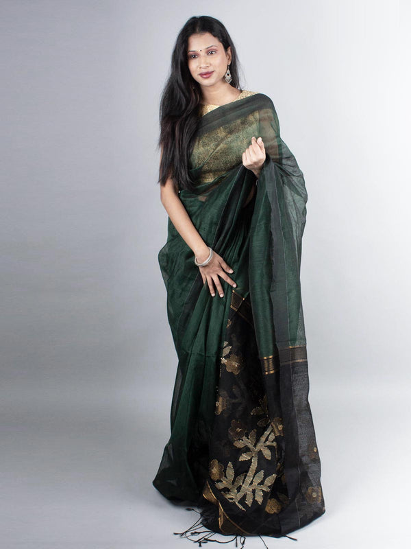 Silk Linen Saree with Blouse Piece - 3977 Saree Riya's Collection   