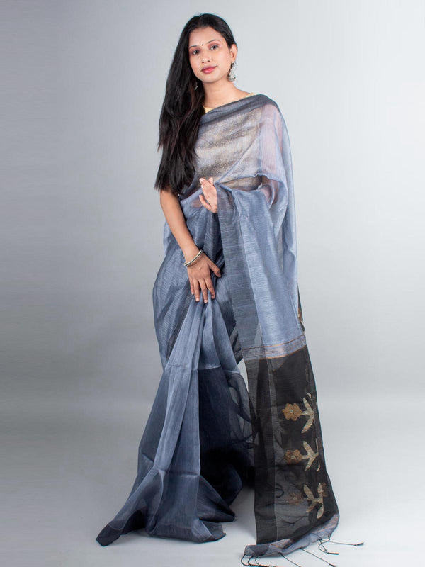 Silk Linen Saree with Blouse Piece - 3978 Saree AEVUM   