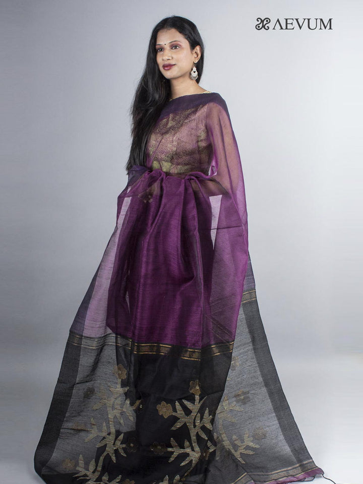 Silk Linen Saree - 3979 Saree AEVUM