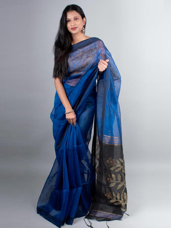 Silk Linen Saree with Blouse Piece - 3980 Saree AEVUM