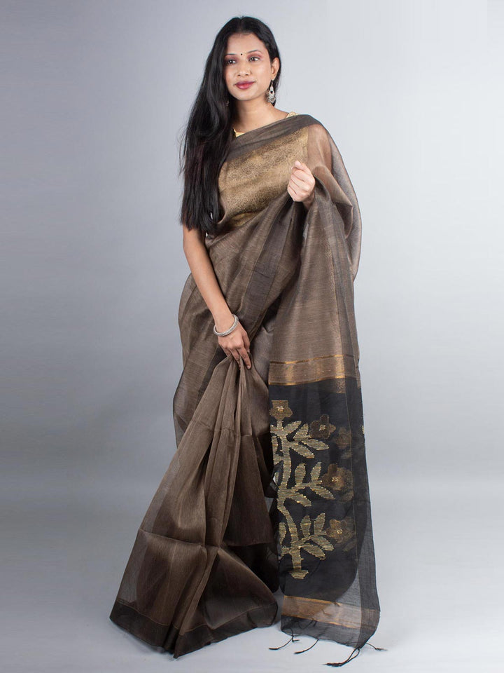 Silk Linen Saree with Blouse Piece - 3981 Saree Riya's Collection   