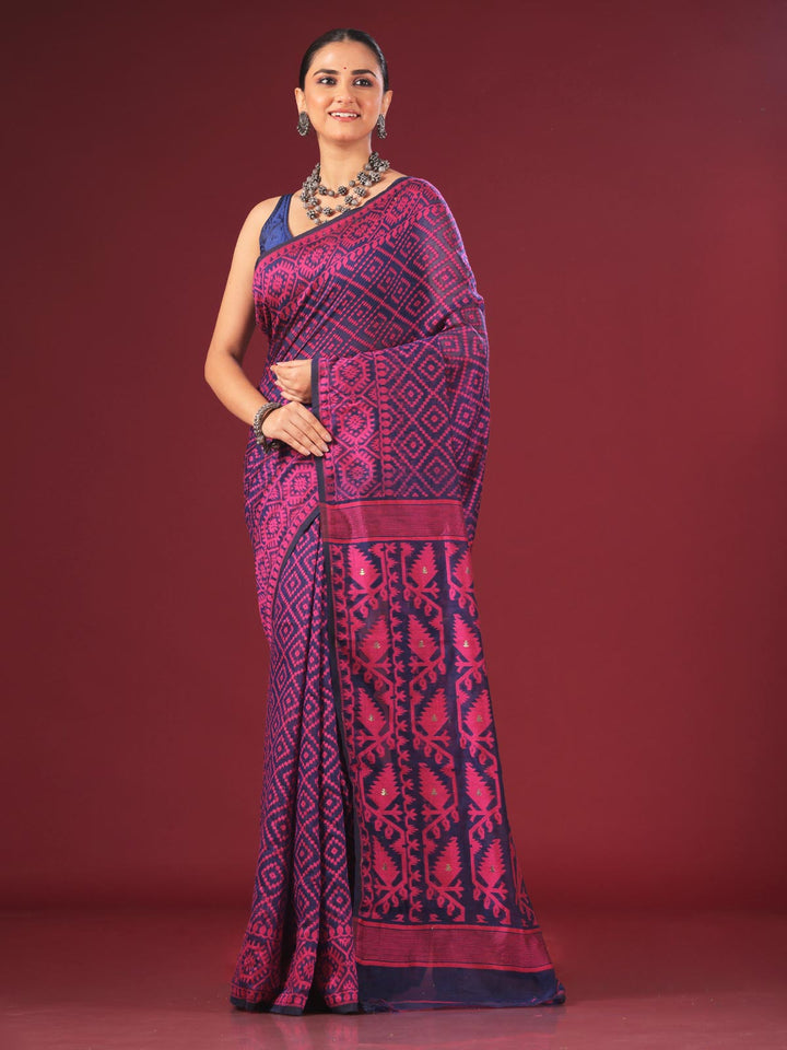 Bangladeshi Style Jamdani Jalbandi Saree without Blouse Piece - 4131 Saree AEVUM 2