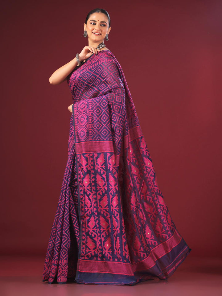 Bangladeshi Style Jamdani Jalbandi Saree without Blouse Piece - 4131 Saree AEVUM 2