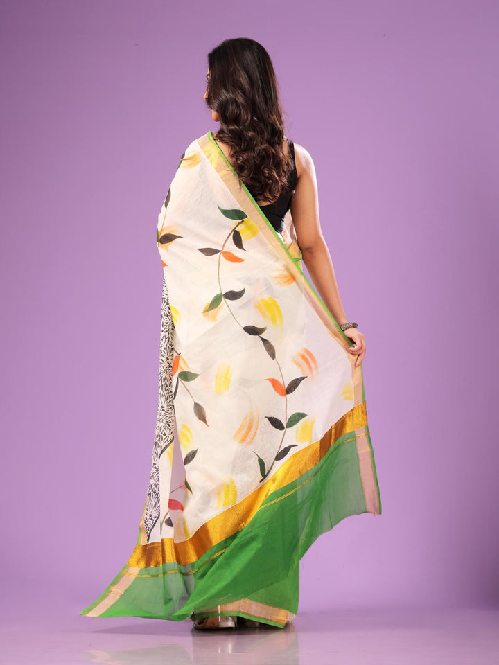 Kerala Cotton Hand Painted Saree with Blouse Piece - 4241 Saree AEVUM