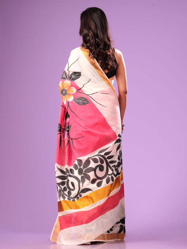 Kerala Cotton Hand Painted Saree with Blouse Piece - 4242 Saree AEVUM