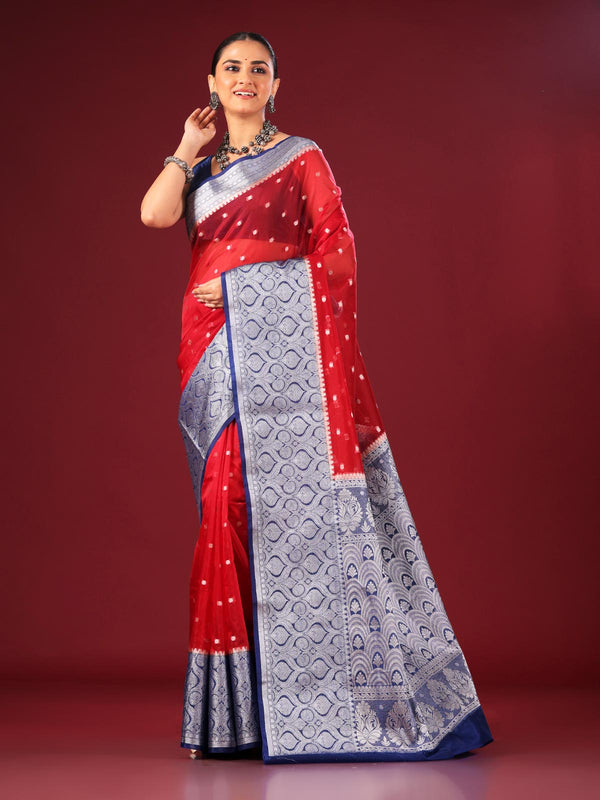 Organza Banarasi Handloom Saree - 4256 Saree AEVUM