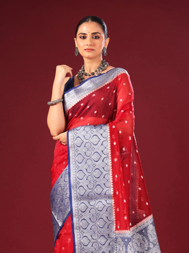 Organza Banarasi Handloom Saree - 4256 Saree AEVUM