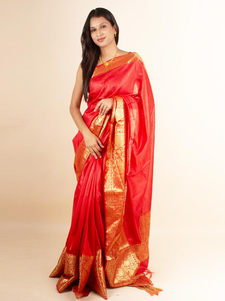 Banarasi Saree with Golden Zari Work - 4374 Saree AEVUM 2   