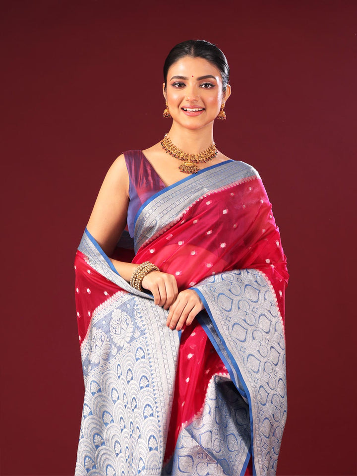 Organza Banarasi Handloom Saree - 4381 Saree AEVUM