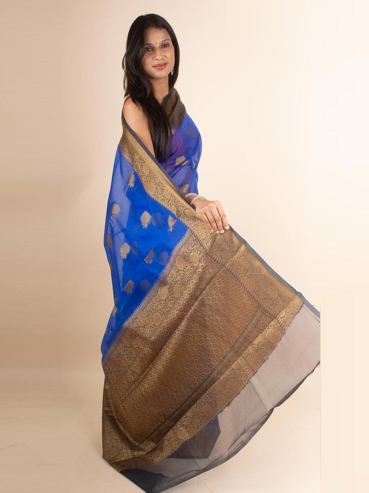 Organza Banarasi Handloom Saree - 4385 Saree AEVUM   