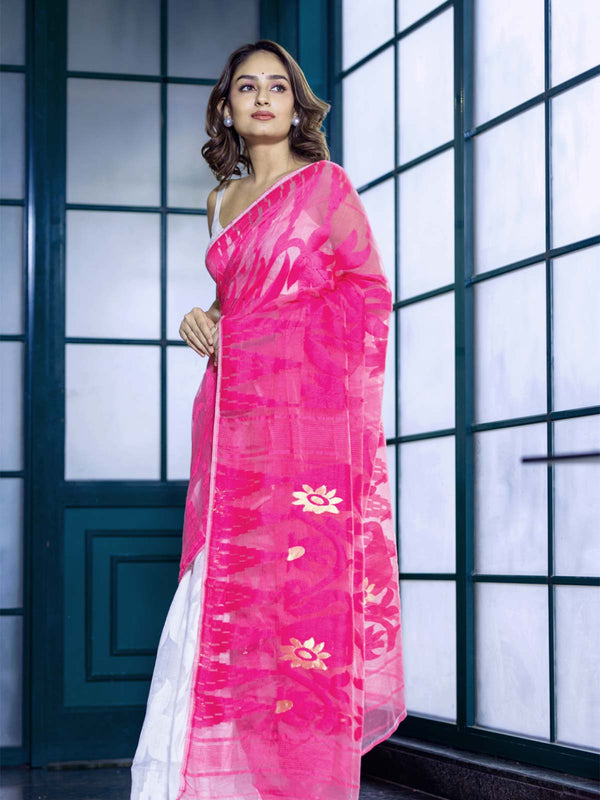 Paddo Dhakai Jamdani Saree without Blouse Piece - 4393 Saree Anita Kuthir   