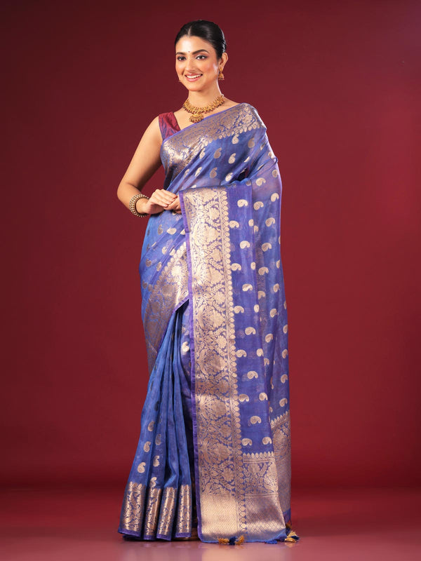 Silk Linen Banarasi Handloom Saree with Silk Mark - 4686 Saree Tausif