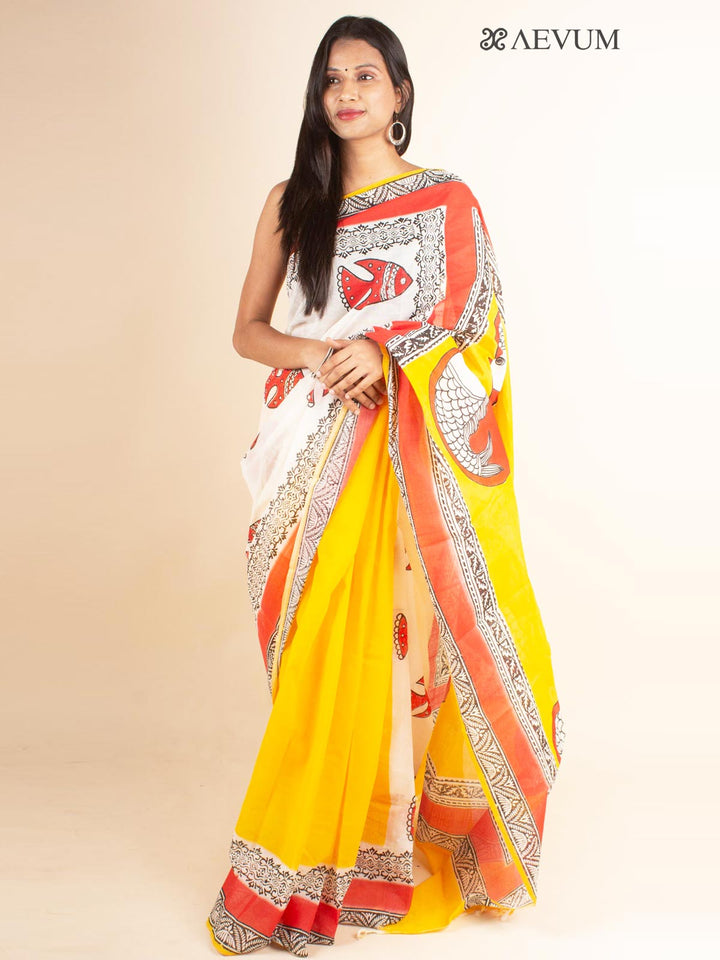 Tant Hand Painted Cotton Saree - 4705 Saree AEVUM