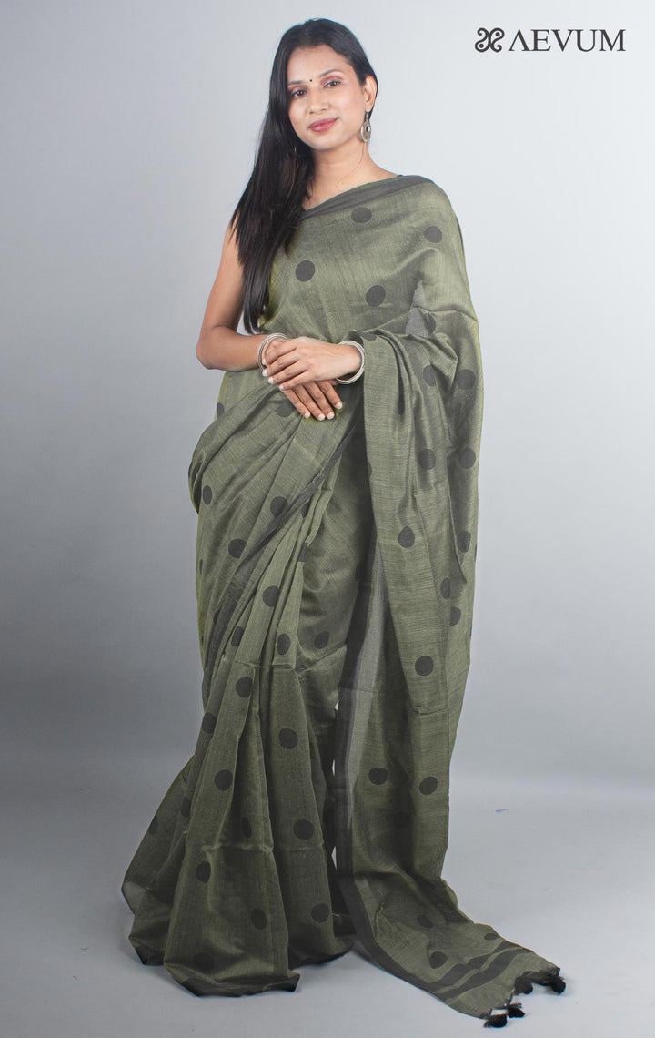 Polka Dot Mulmul Cotton Saree - 4927 Saree AEVUM   