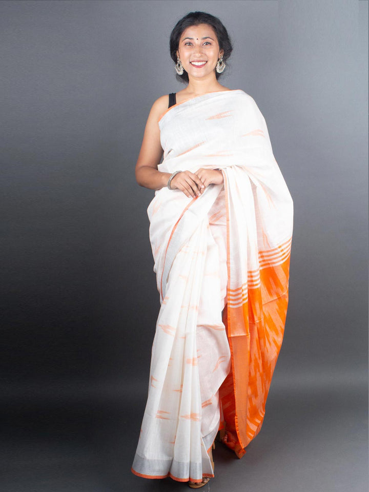 Semi Linen Ikkat Saree With Blouse Piece - 5298 Saree AEVUM