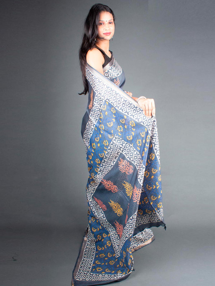 Katan Silk Saree with Batik Print - 5778 Saree Tausif   