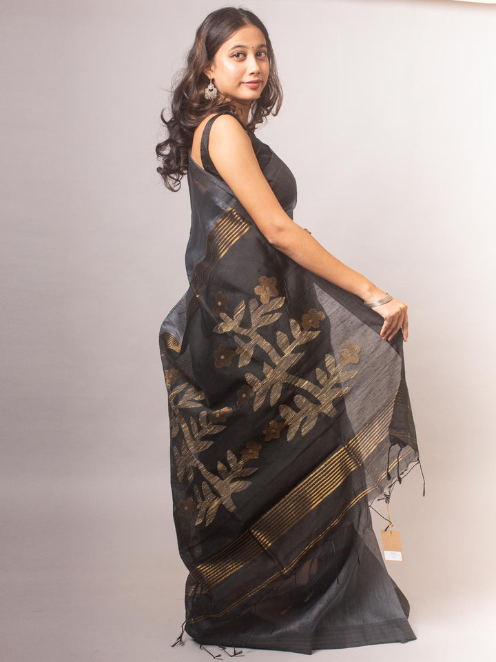 Silk Linen Saree - 6401 Saree Riya's Collection   