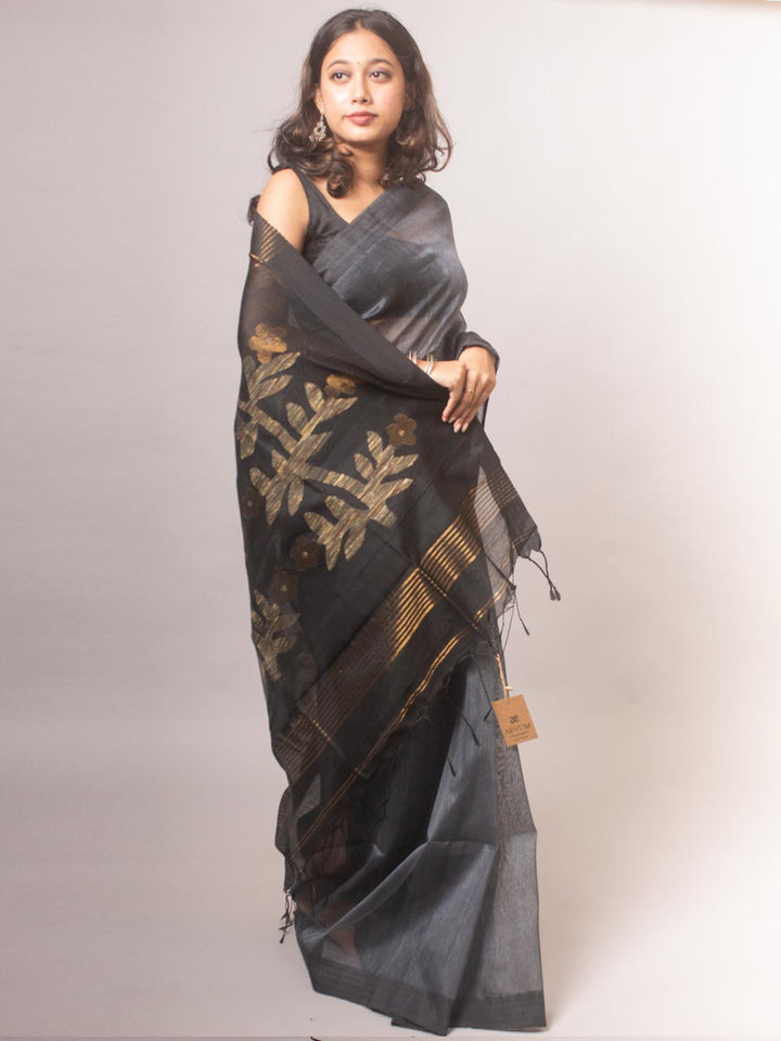 Silk Linen Saree - 6401 Saree Riya's Collection   