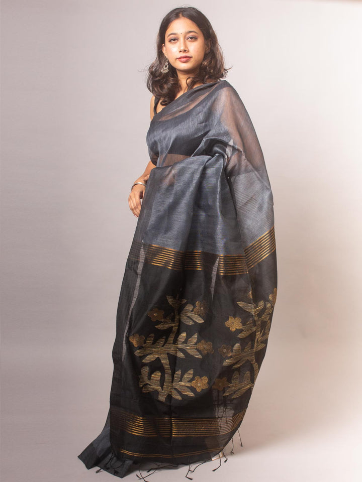 Silk Linen Saree - 6401 Saree Riya's Collection   