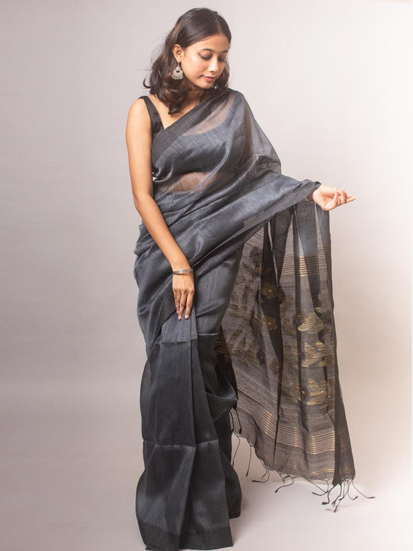 Silk Linen Saree - 6401 Saree AEVUM