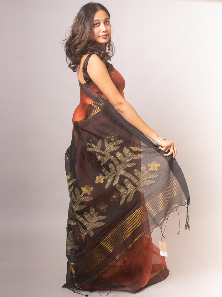 Silk Linen Saree - 6425 Saree AEVUM