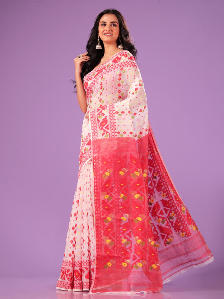 Bangladeshi Style Beli Phool Jamdani Saree - 6438 Saree AEVUM 2