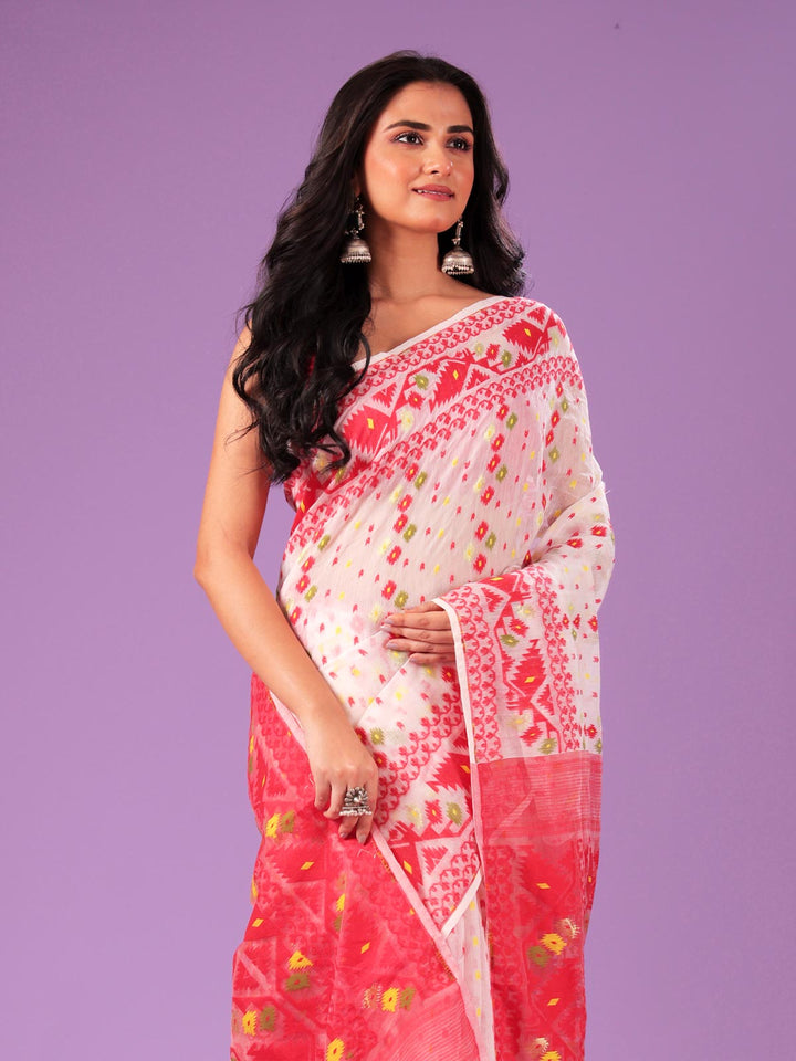 Bangladeshi Style Beli Phool Jamdani Saree - 6438 Saree AEVUM 2