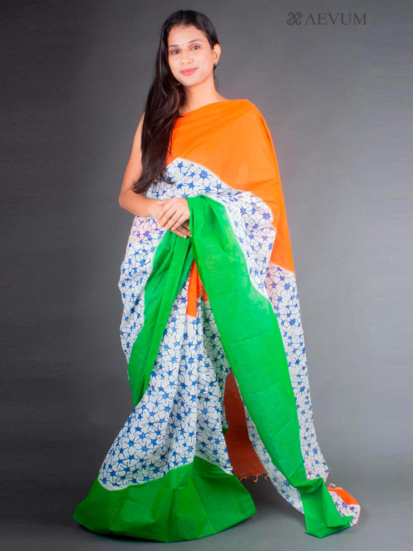 Bengal Cotton Block Printed Saree without Blouse Piece - 6444