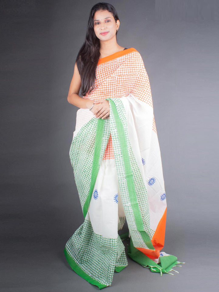 Bengal Cotton Block Printed Saree without Blouse Piece - 6450 Saree AEVUM 2