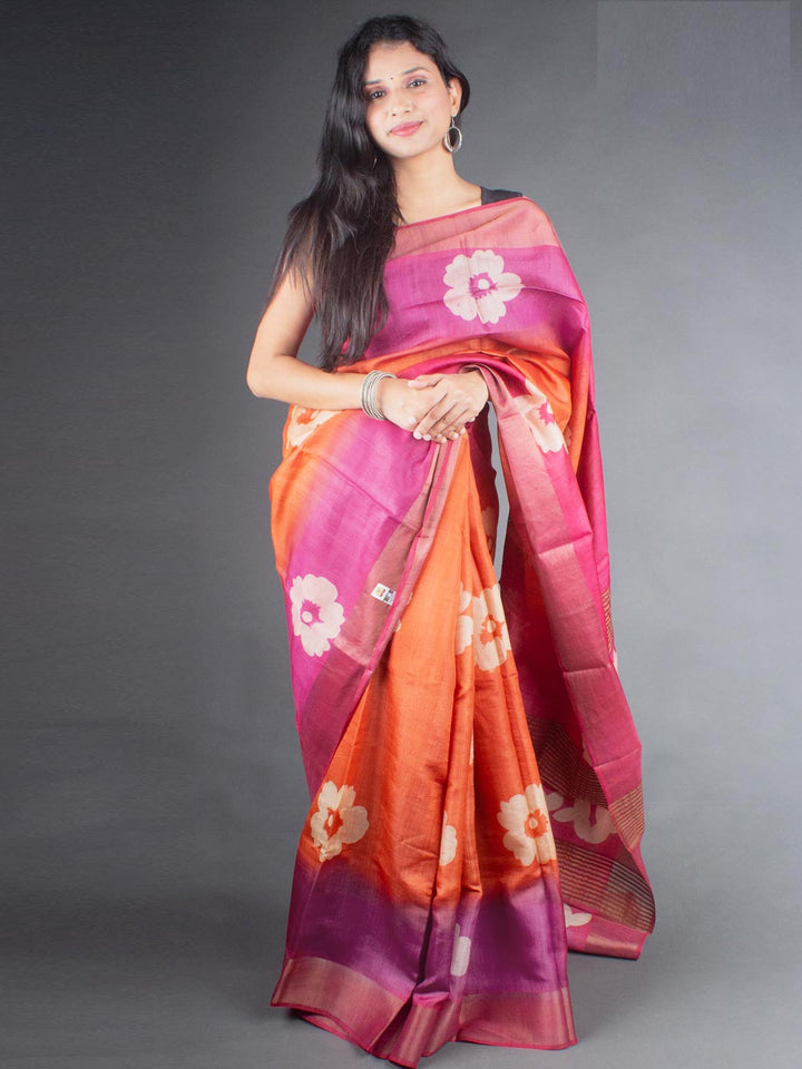 Zari Tussar Silk Saree Hand Painted with Silk Mark - 6669 Saree Rinku Silk Cotton House   