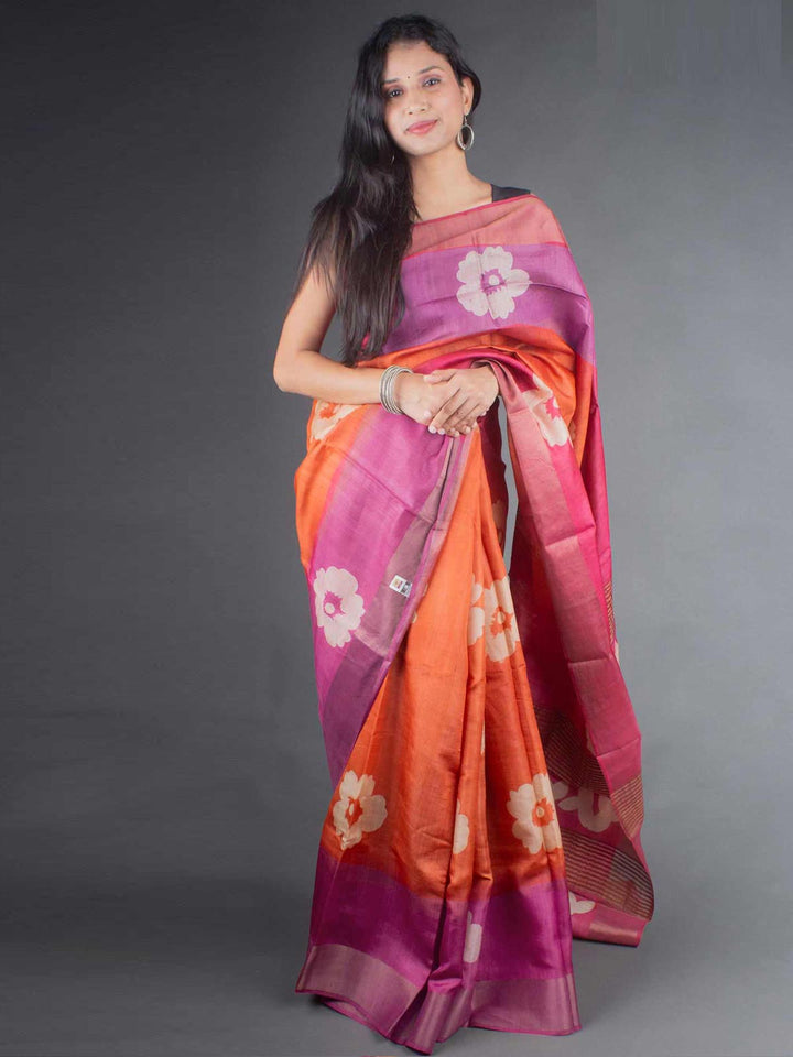 Zari Tussar Silk Saree Hand Painted with Silk Mark - 6669 Saree Rinku Silk Cotton House   