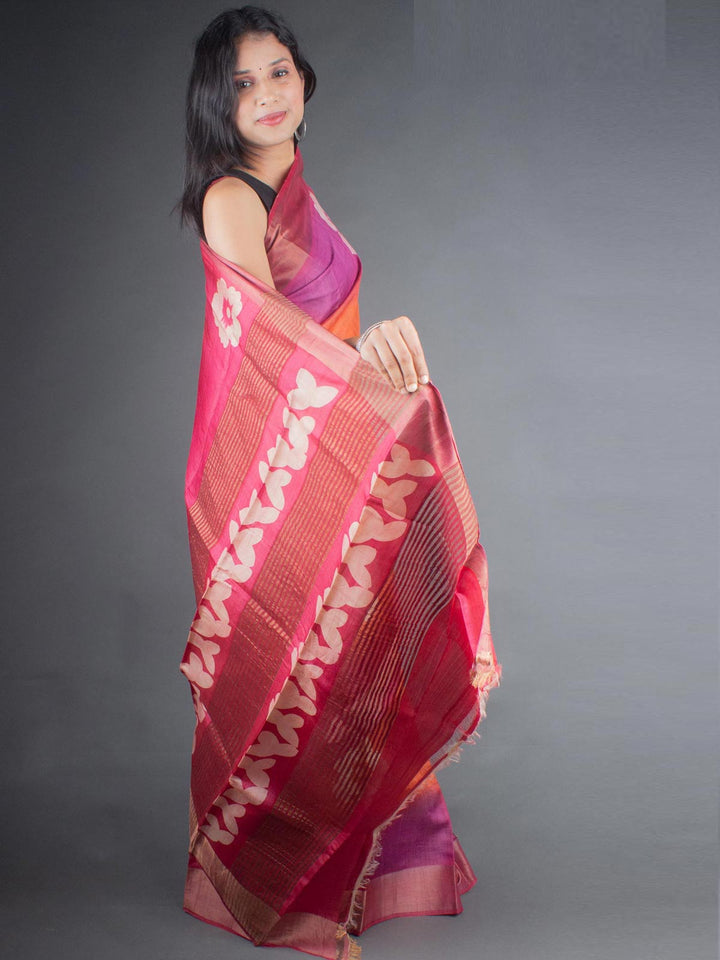 Zari Tussar Silk Saree Hand Painted with Silk Mark - 6669 Saree Rinku Silk Cotton House   