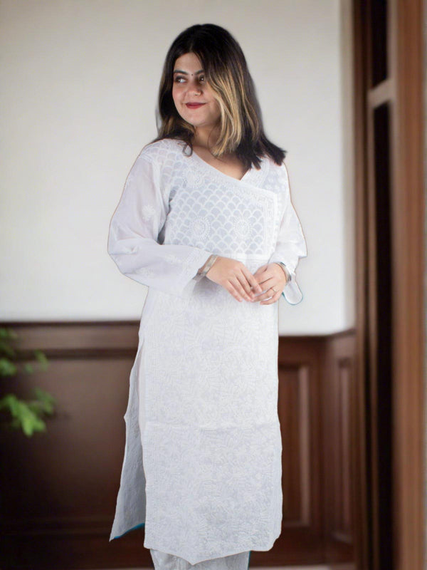 Hand Embroidered Lucknowi Chikankari Kurti - 7169 Kurti AEVUM