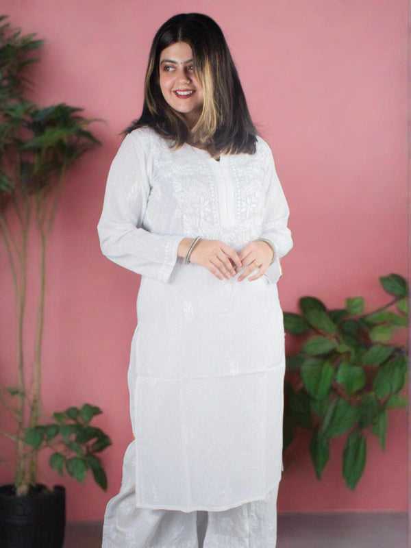 Hand Embroidered Lucknowi Chikankari Kurti - 7197 Kurti AEVUM