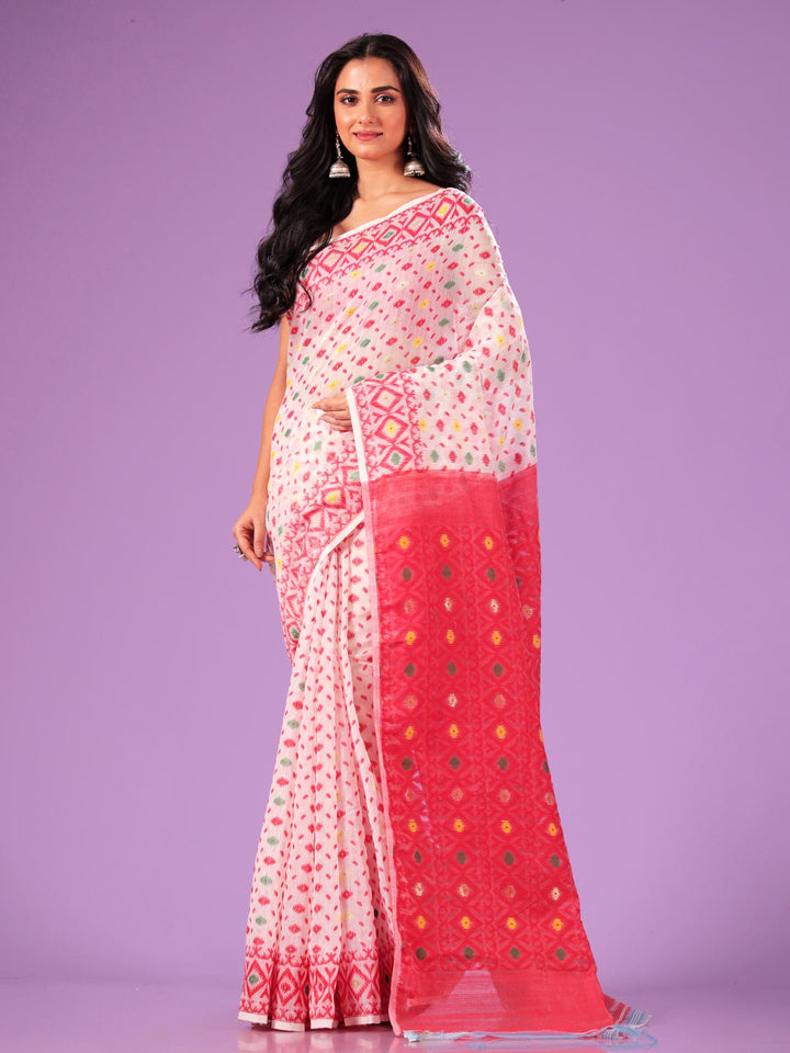 Bangladeshi Dhakai Jamdani Saree without Blouse Piece - 7755 Saree AEVUM 2