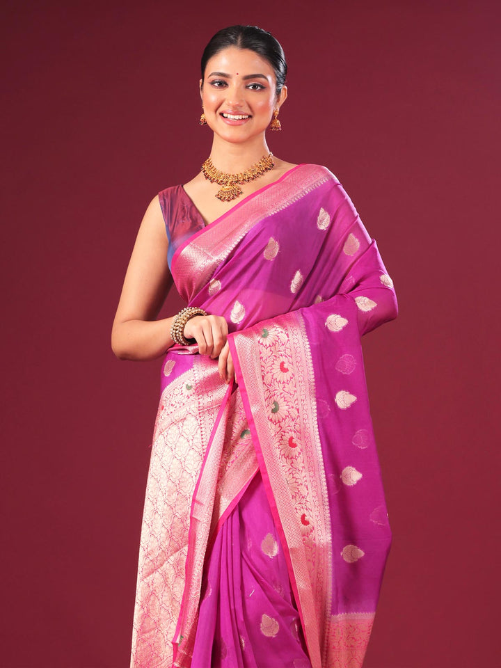 Semi Georgette Soft Banarasi Silk Saree - 8066 Saree AEVUM