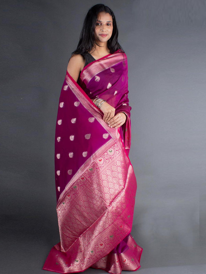 Semi Georgette Soft Banarasi Silk Saree - 8066 Saree Seratuzzama   