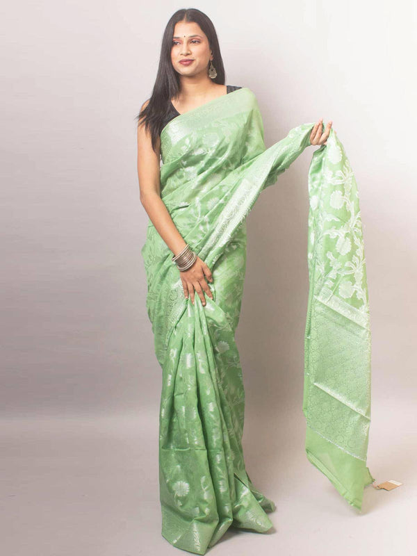 Semi Georgette Soft Banarasi Silk Saree - 8086 Saree AEVUM   