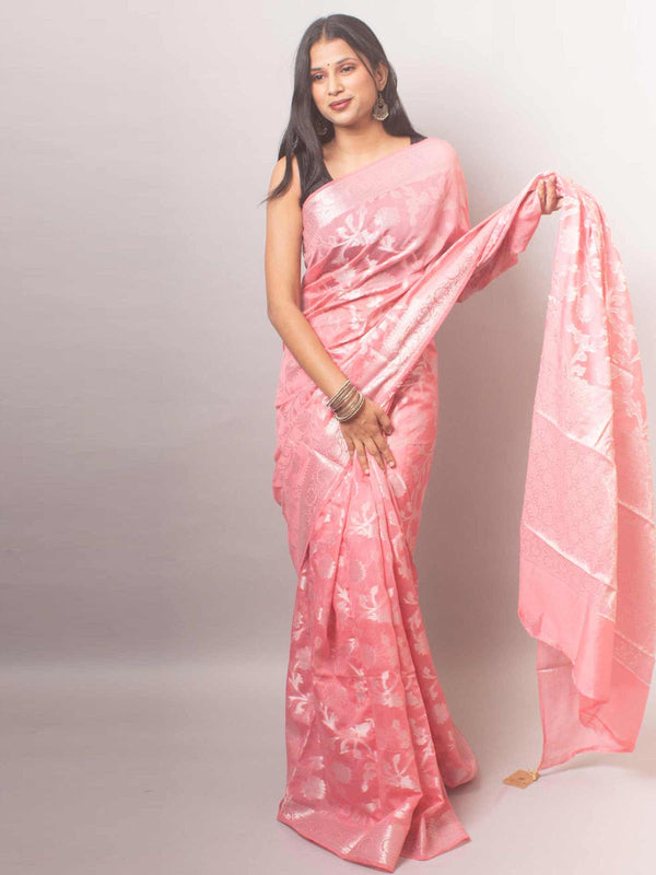 Semi Georgette Soft Banarasi Silk Saree - 8087 Saree AEVUM   