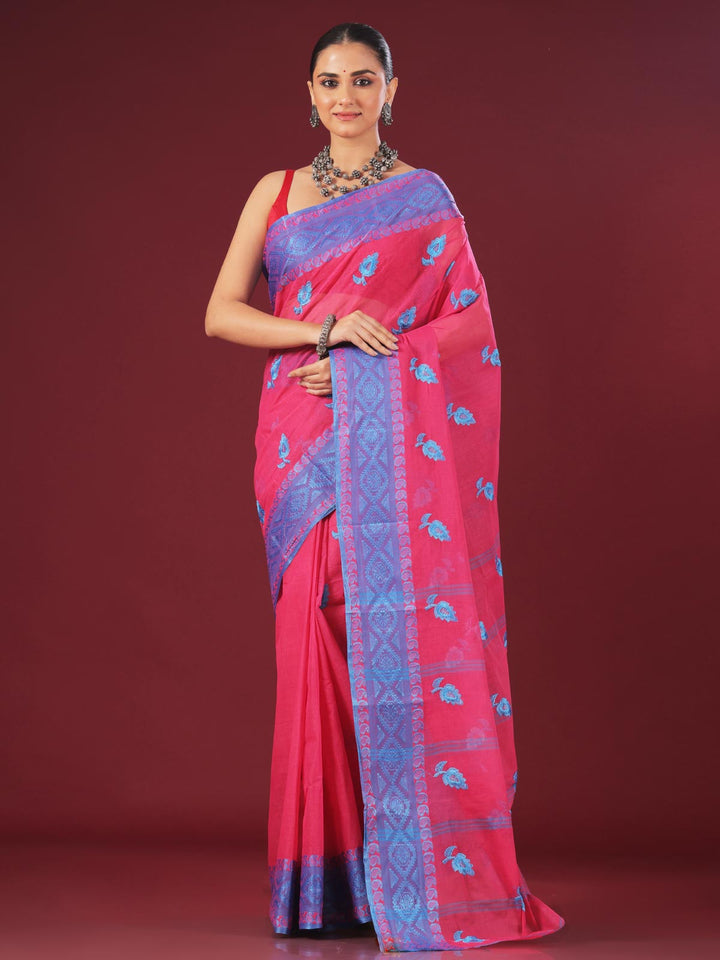 Bengal Cotton Tant Saree with Embroidery - 8639 Saree AEVUM