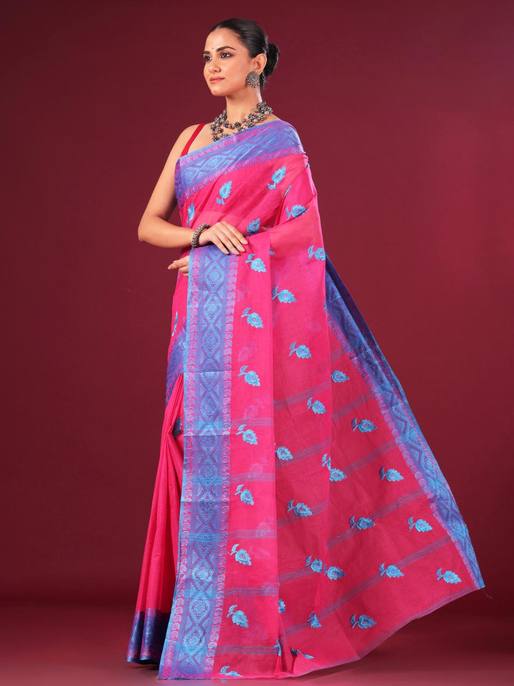 Bengal Cotton Tant Saree with Embroidery - 8639 Saree AEVUM