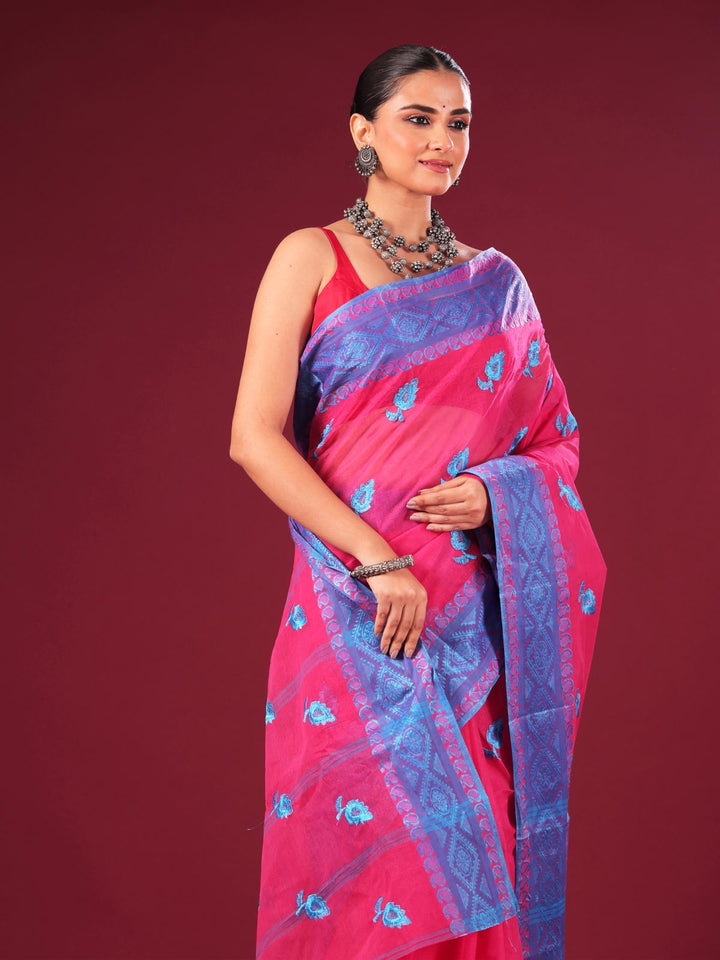 Bengal Cotton Tant Saree with Embroidery - 8639 Saree AEVUM