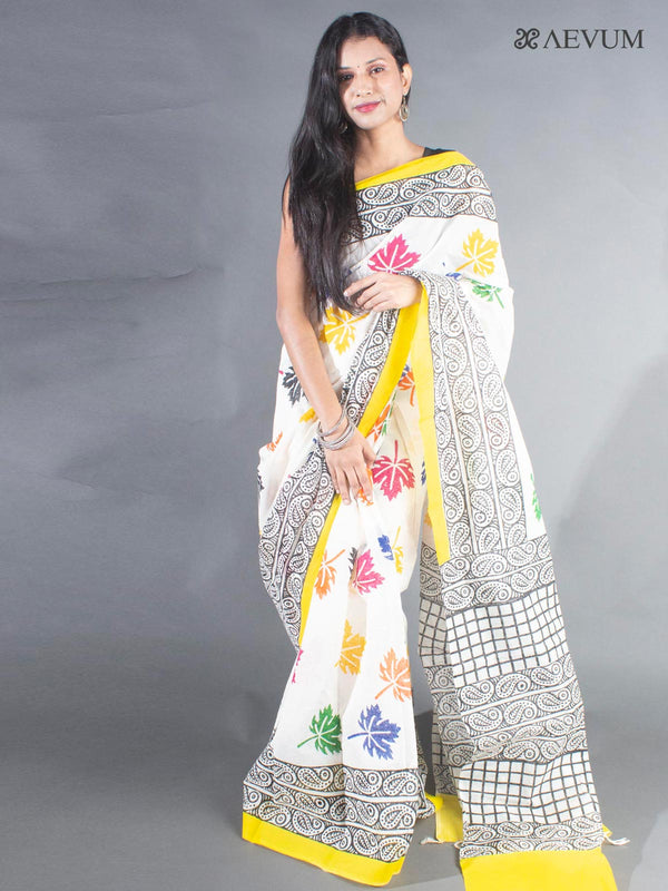 Tant Block Printed Cotton Saree - 8653 Saree Joydeep Ganguly   