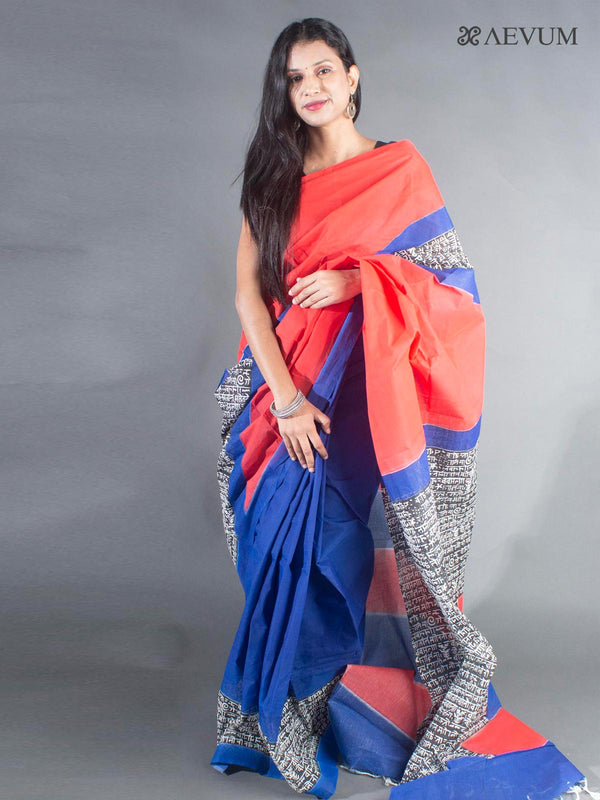 Tant Block Printed Cotton Saree - 8655 Saree Joydeep Ganguly   