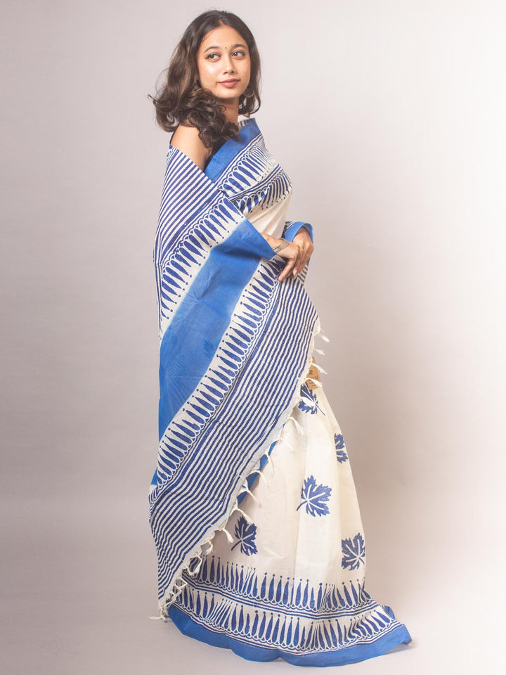 Tant Block Printed Cotton Saree - 8707 Saree Joydeep Ganguly   