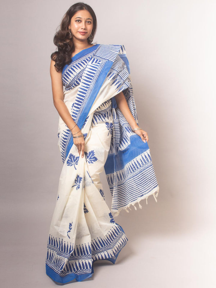 Tant Block Printed Cotton Saree - 8707 Saree Joydeep Ganguly   